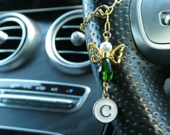 Personalized Guardian Angel Car Charm: Birthstone Crystal, Safe Travels Gift