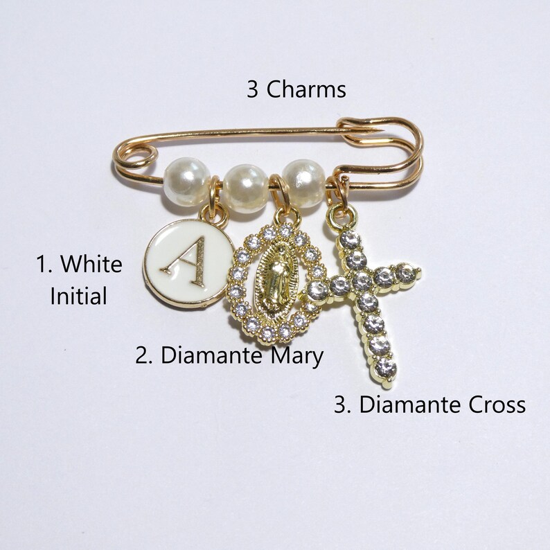 Personalized Gold Baby Baptism Pin, Protection Brooch, Custom Initial ...