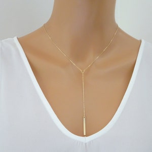 Lariat Necklace, Bar Drop and Tiny Triangle, Birthday gift for Her, Women Gift, Bridesmaids Gift image 6