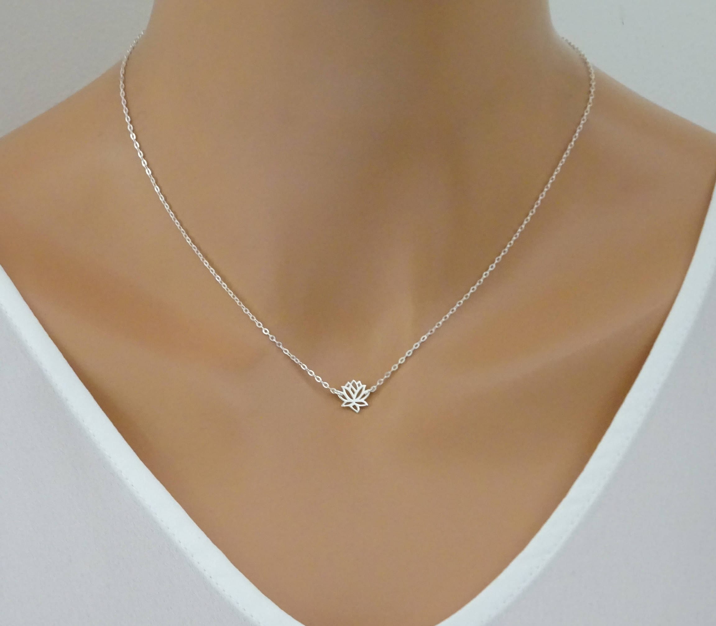 Lotus Necklace Sterling Silver Pendant Yoga Jewelry Lotus Necklace Sterling Silver Pendant Yoga Jewelry Jewellery Flower Dainty Gift For Her