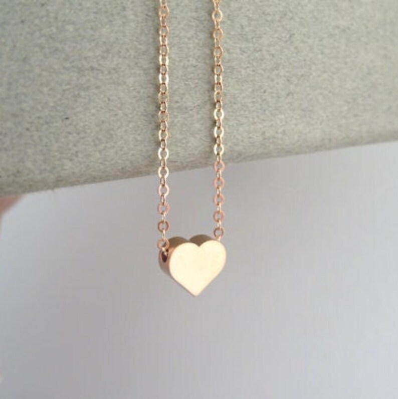 Heart Charm Necklace, Minimalist Gift for Women, Mother's Day Jewelry Gift Rose Gold