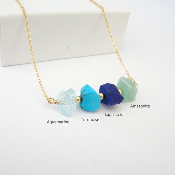 Raw Crystal Throat Chakra Necklace With Turquoise Amazonite