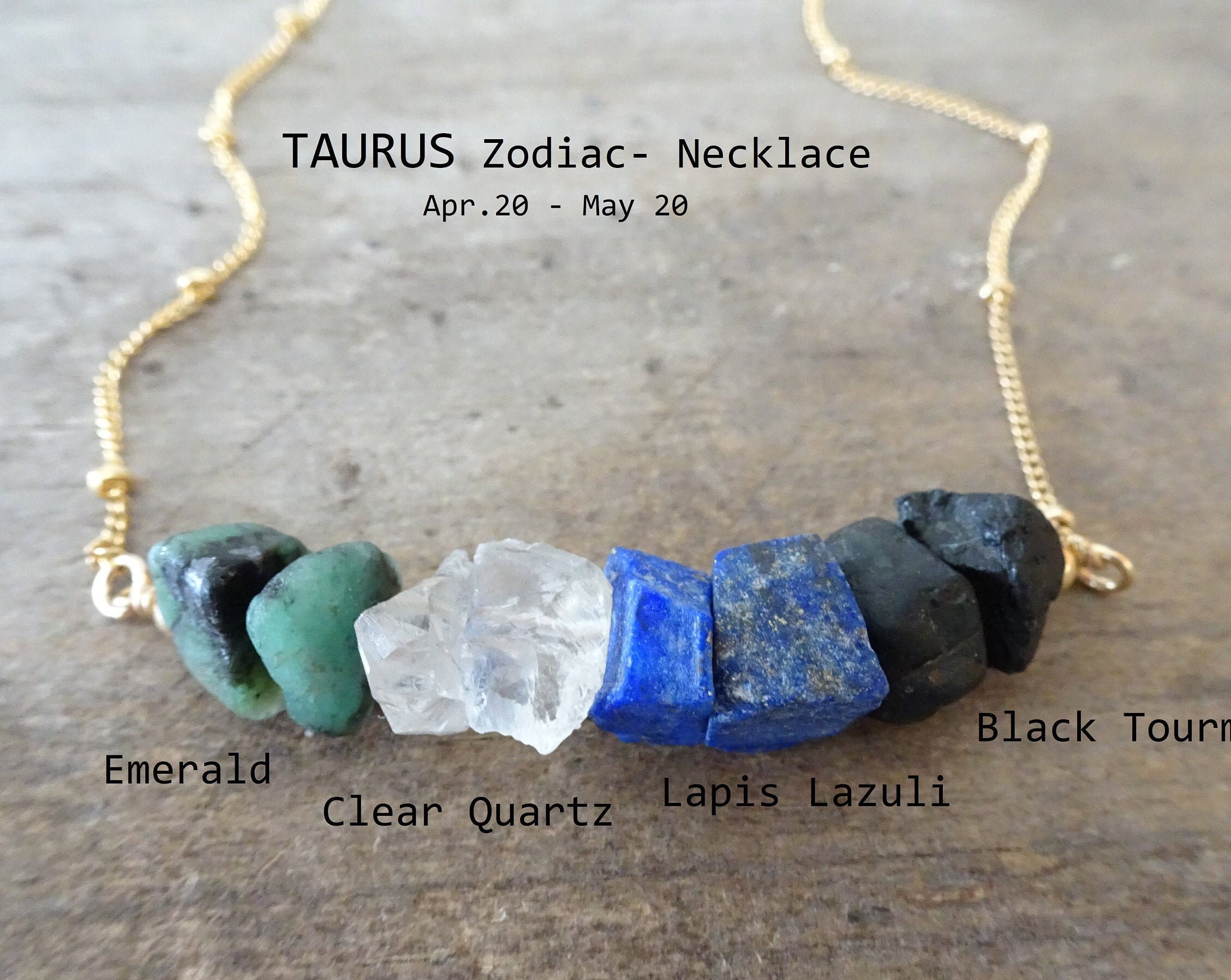 Taurus Zodiac Crystal Necklace Natural 