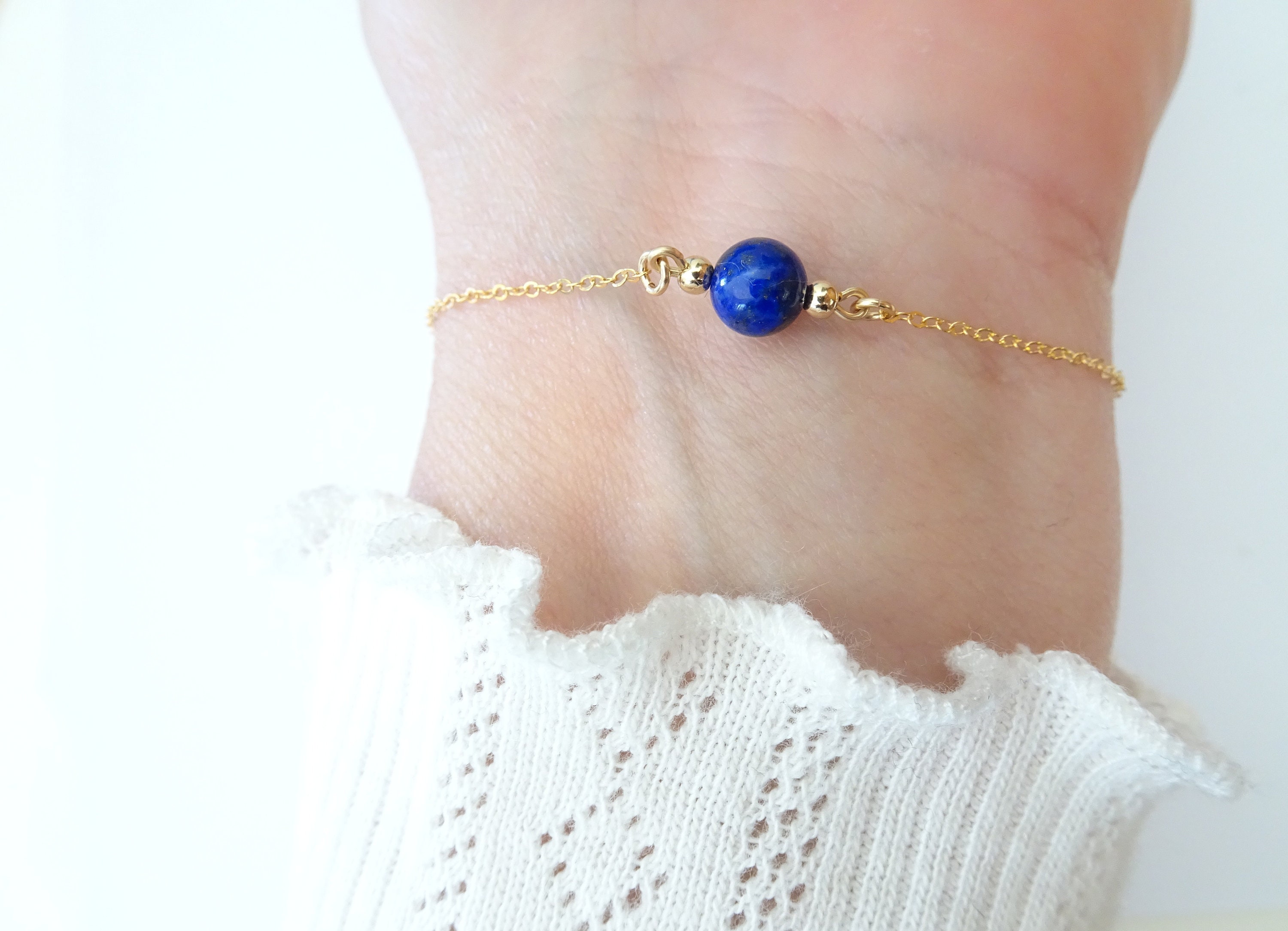Natural Gemstone Bracelet Genuine Lapis 