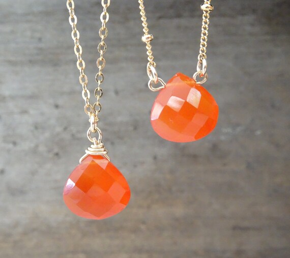 Carnelian Necklace Pendant Orange 