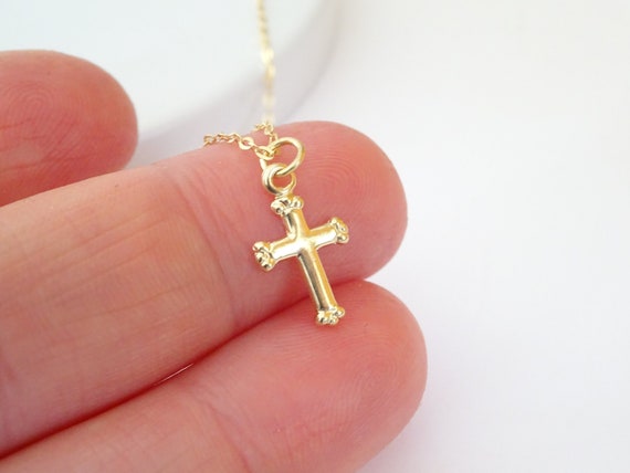 baby boy christening cross necklace