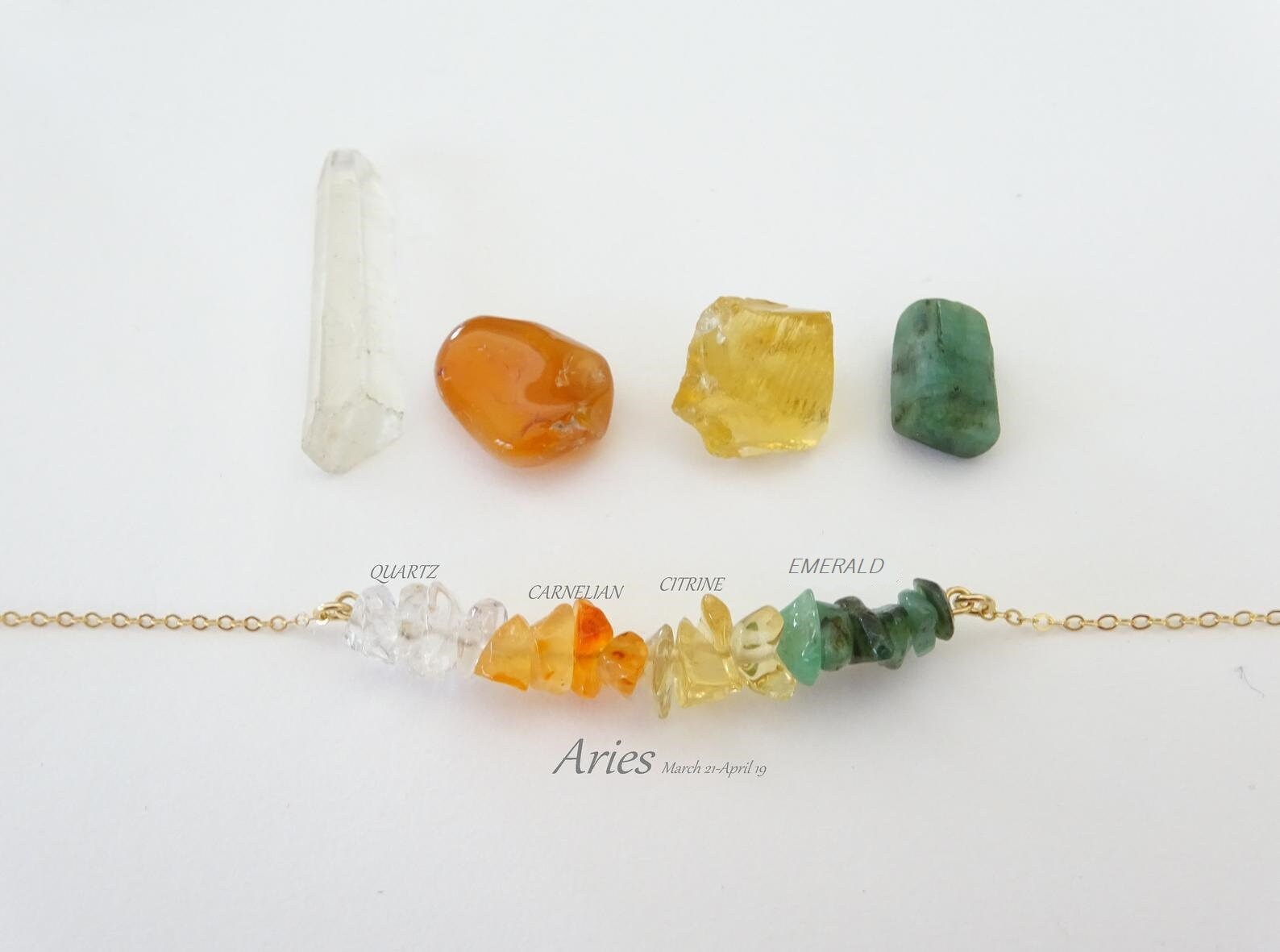 Aries Zodiac Sign Crystal Bar Necklace 
