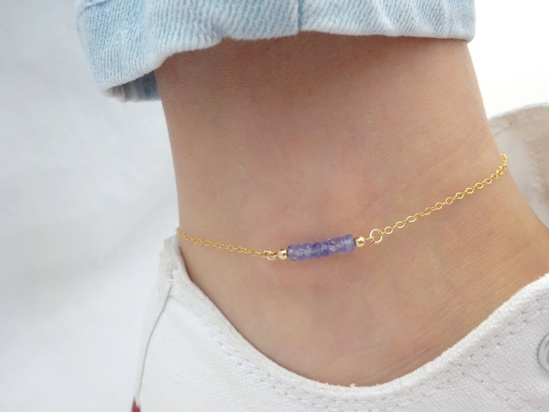 Tanzanite anklet, Natural gemstone jewellery, December Birthston Tanzanite anklet, Natural gemstone jewellery, December Birthston