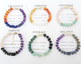 Raw Crystal Bracelets with Natural Gemstones