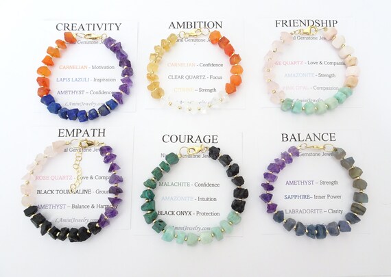 Raw Crystal Bracelets With Natural Gemstones Choose Your Energy