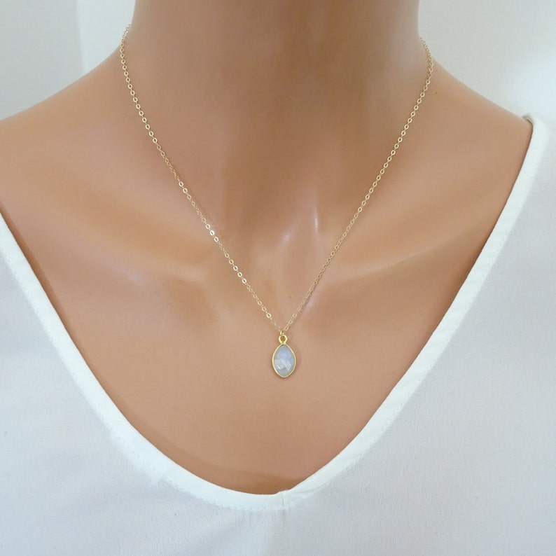 Moonstone Necklace, June Birthstone in Silver or Gold Perfect Gift for Her, Gemini Zodiac, Bridesmaid Jewelry image 2