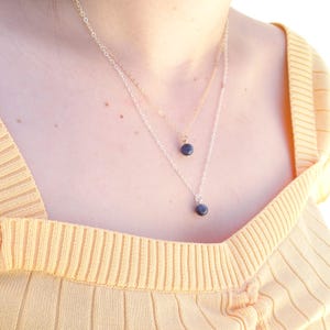 Dainty Sodalite Crystal Necklace Natural 6mm Stone Beads, Minimalist Jewelry