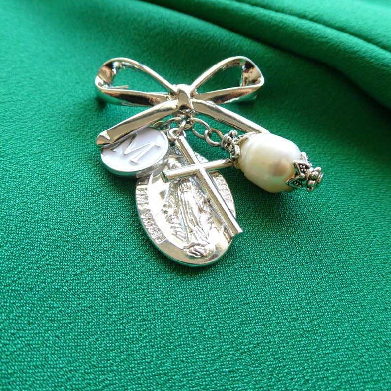 Baptism Pin First Communion Gift for Girl Personalized Initial Charm ...