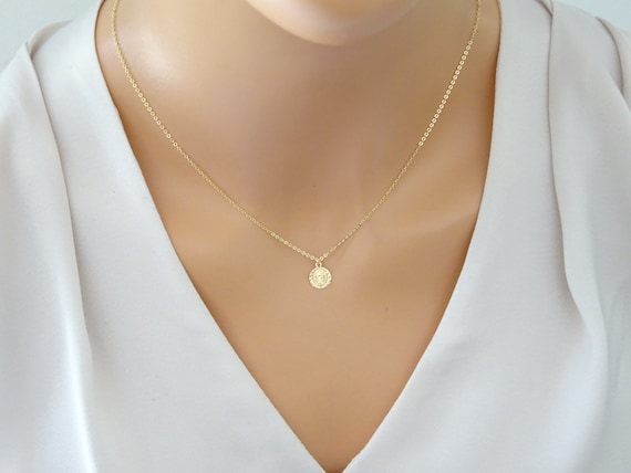 Mother Mary Religious Necklace Gold 