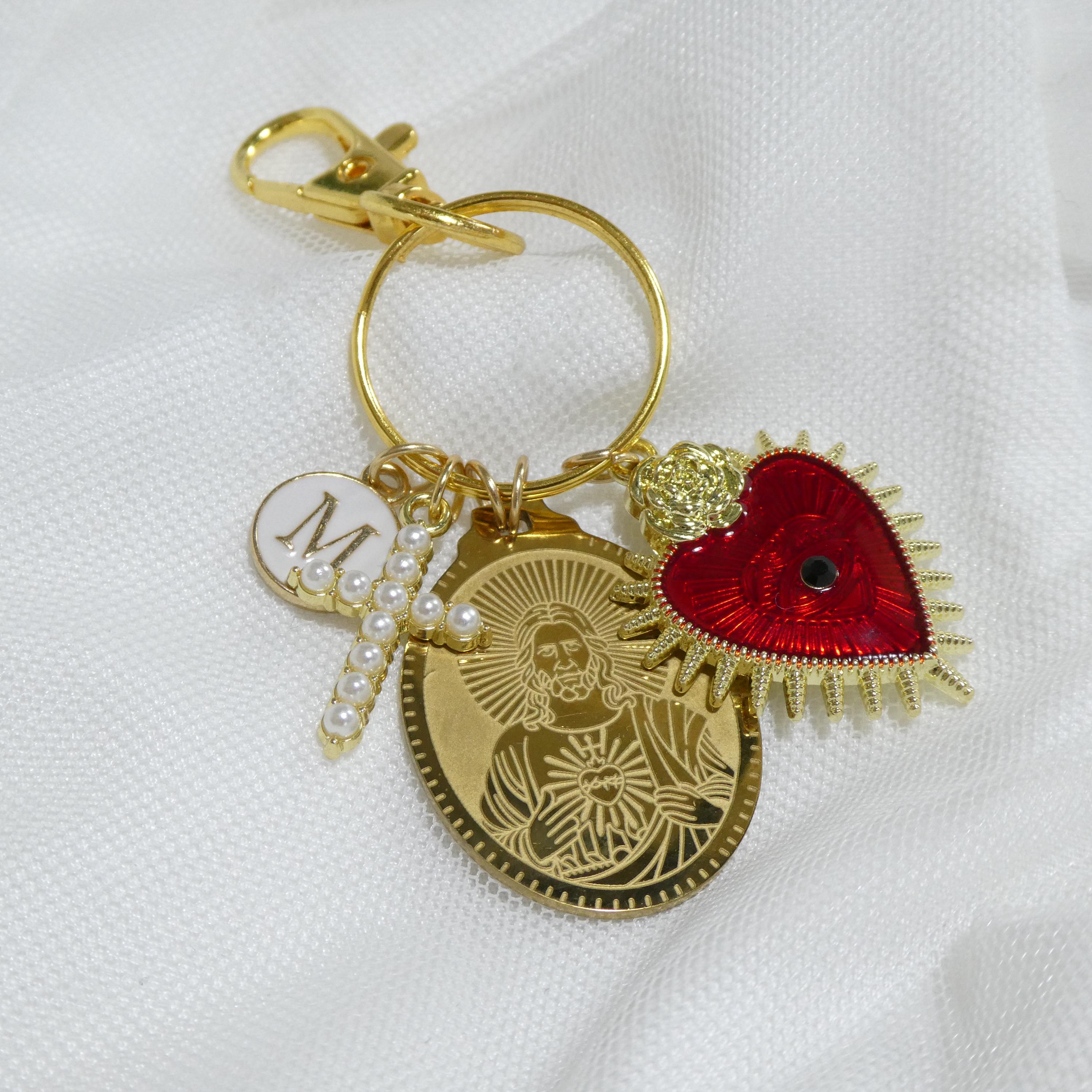 Sacred Key Chain Sacred Heart Jesus Keychain, Immaculate Heart Bag Charm, Devotional ...