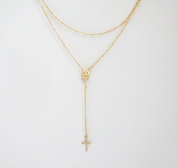gold christening cross necklace