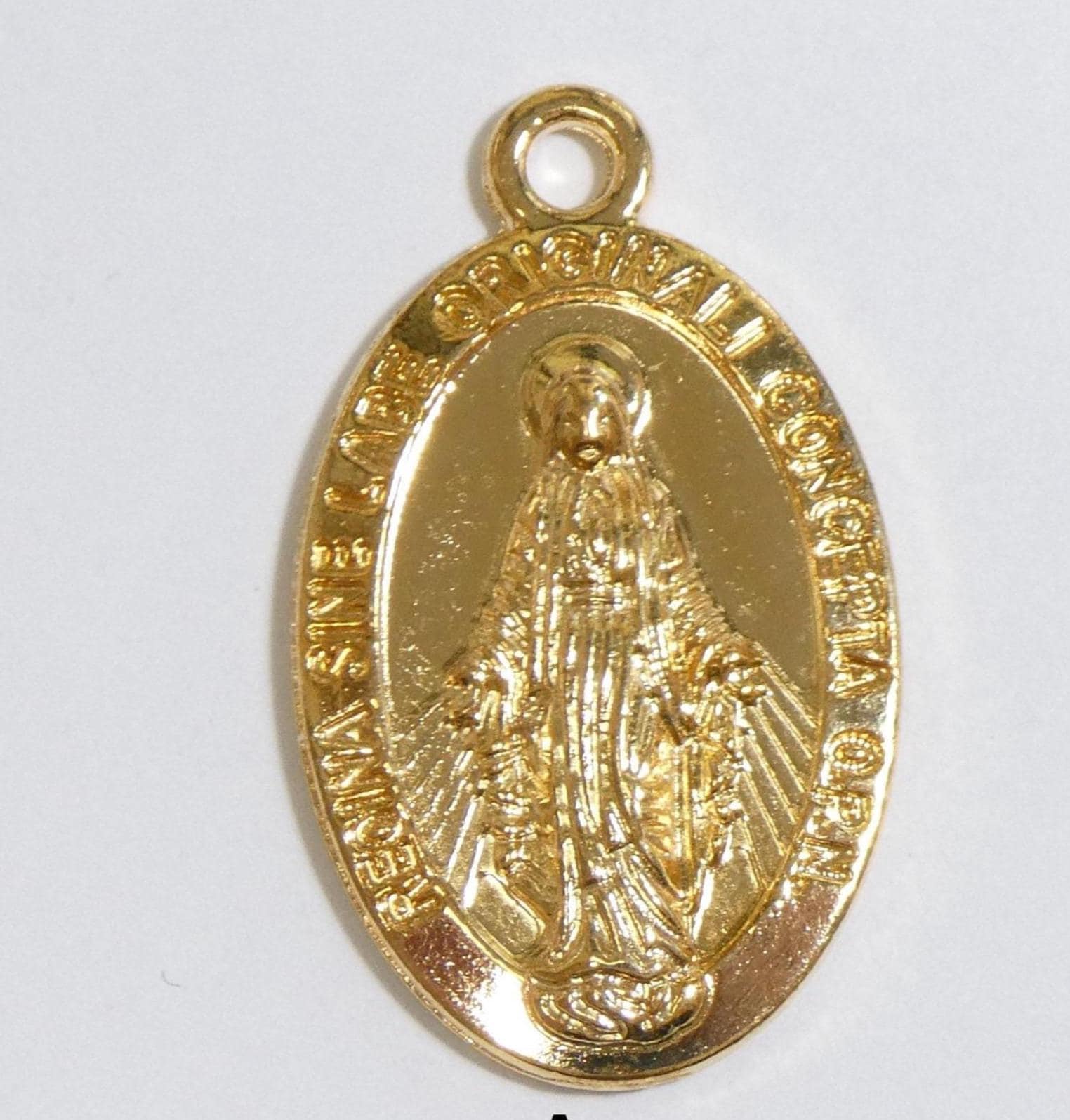Personalized Virgin Mary Baptism Pin: Gold Cross, Initial Brooch