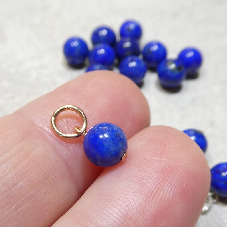 Lapis Lazuli Pendant Charm, Add on for Necklace, Hoops, earrings, Bracelet, Genuine lapis Lazuli Gemstone Charm, Birthstone Jewelry, Gift image 2