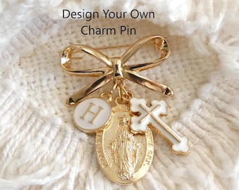 Custom Baby Keepsake Charm Pin Baptism & Christening Choose Your Charms