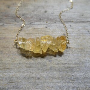 Raw Citrine Necklace: November Birthstone, Gold or Silver