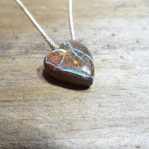 Natural Australian Opal Heart Necklace Pendant, Sterling Silver shops Chain, Natural Opal Jewelry,