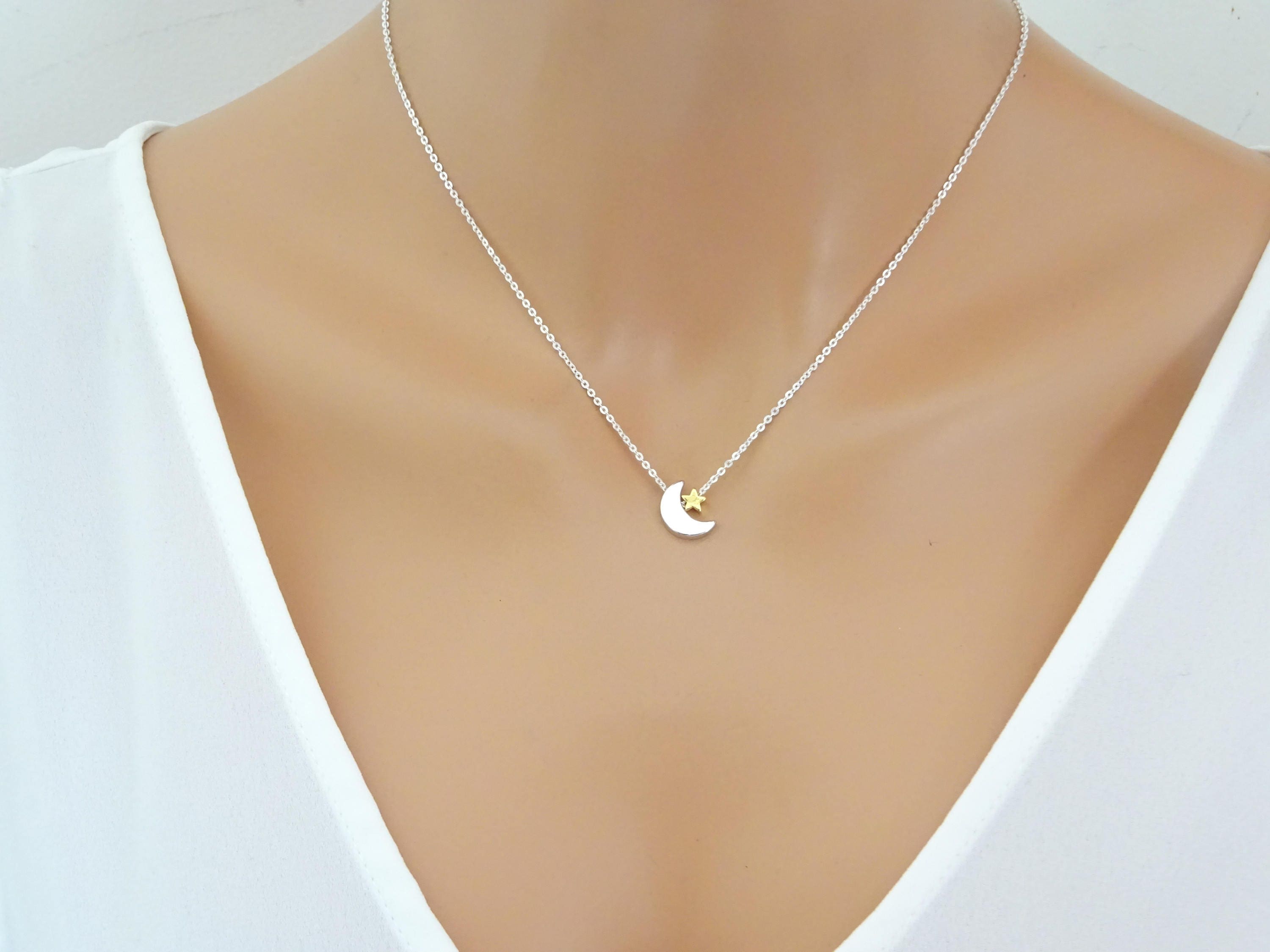 Moon and Star Necklace Jewelry Gifts 