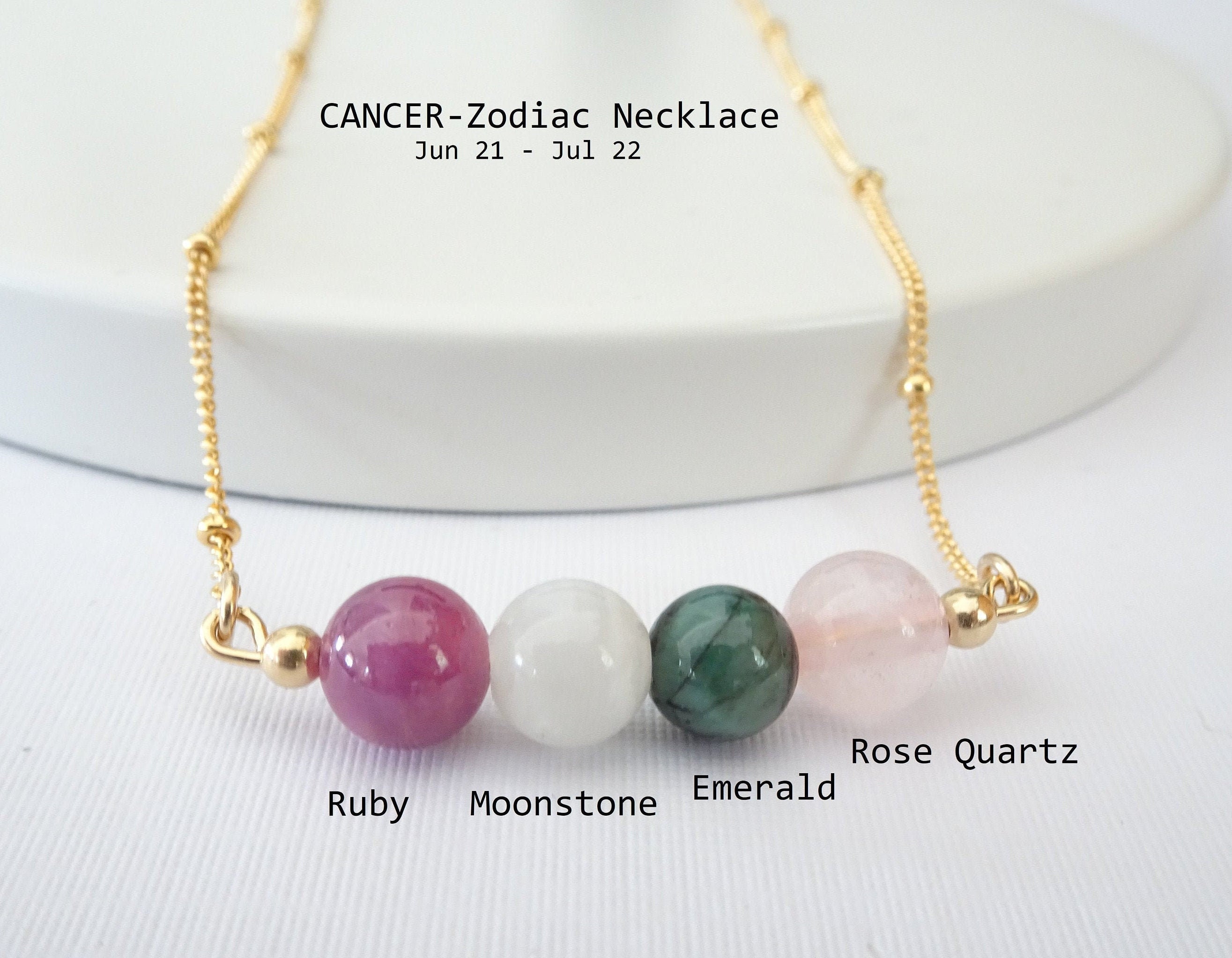 Crystals For Cancer Zodiac Natural Birthstone Necklace Etsy