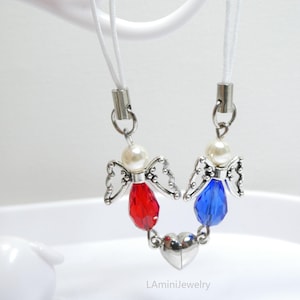 Matching Birthstone Angel Magnetic Keychain: Couple Friendship Gift