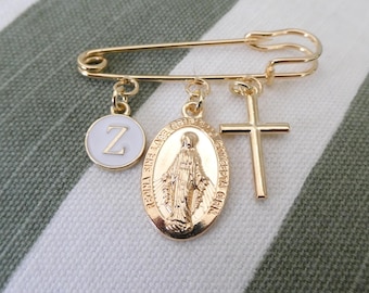 Personalized Baptism Pin: Baby Boy Keepsake Safety Brooch Girl