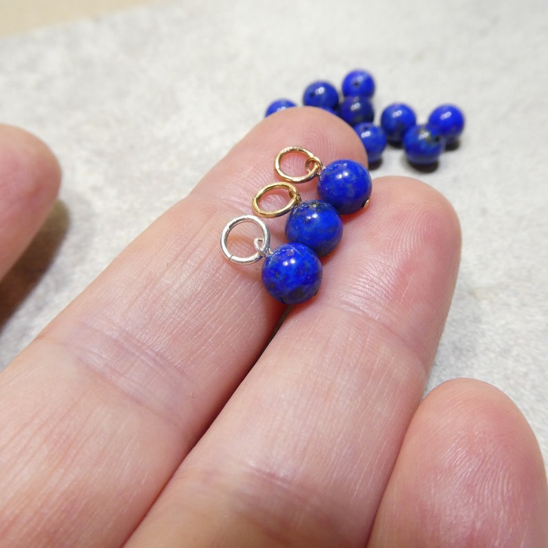 Lapis Lazuli Pendant Charm, Add on for Necklace, Hoops, earrings, Bracelet, Genuine lapis Lazuli Gemstone Charm, Birthstone Jewelry, Gift image 3