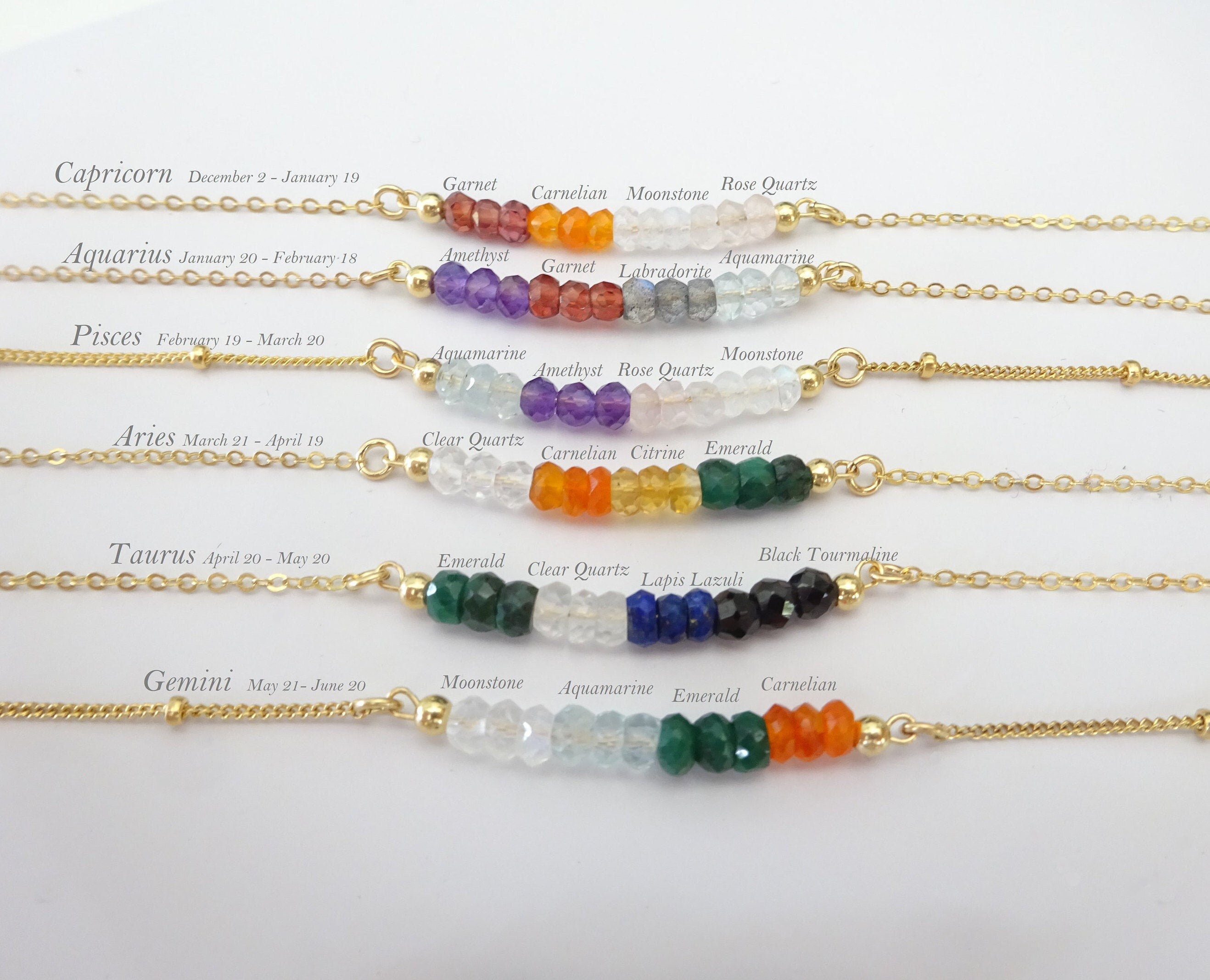 Zodiac Crystal Necklace Natural Gemstone Jewelry Gift for Etsy