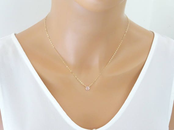 Everyday Jewelry Tiny Gemstone Dainty Necklace Clover Gold Necklace Crystal Flower Necklace Pink Quartz Necklace Choker Gift for Her