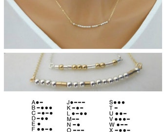 Morse Code Necklace, Dainty Personalized Jewelry Gift