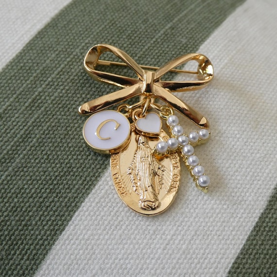 Baby Baptism Pin Virgin Mary Personalized Gift