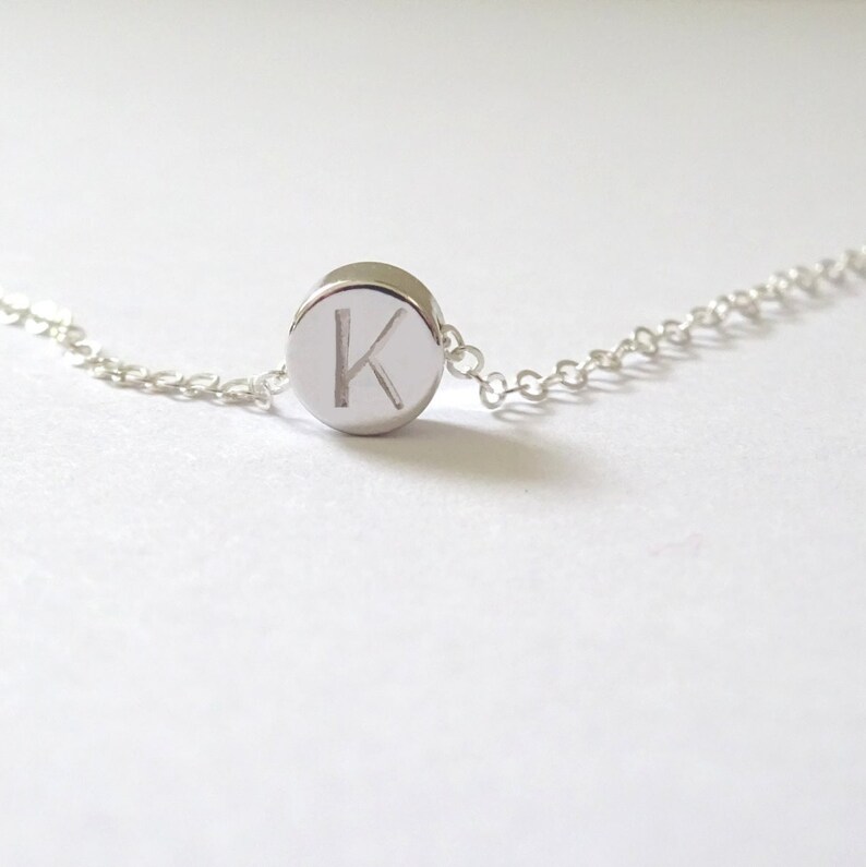 Custom Initial Dot Necklace, Delicate Circle Necklace with Letter, Necklace Gift for Mom image 6