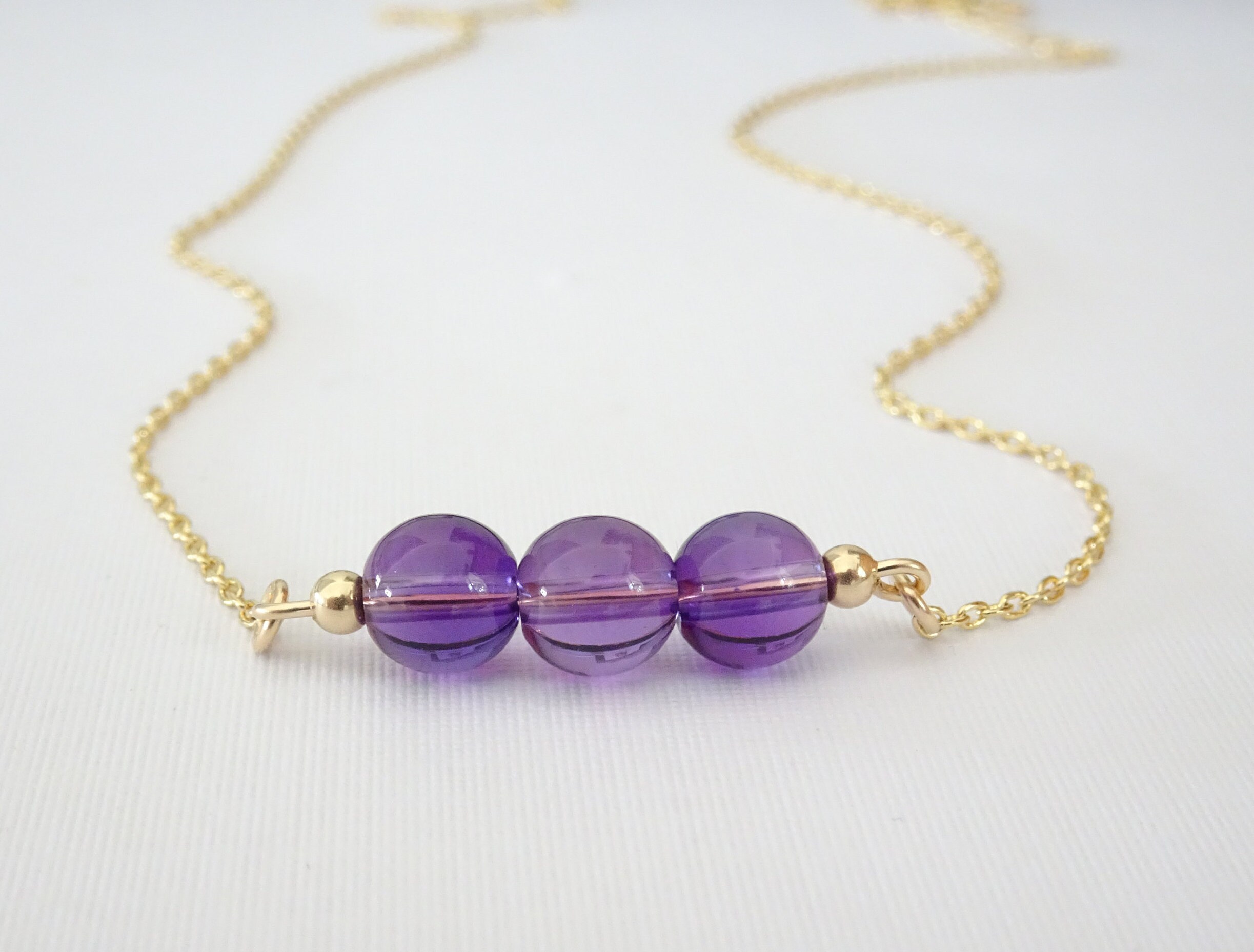 Genuine Amethyst Crystal Necklace Gemstone Beaded Jewelry Etsy