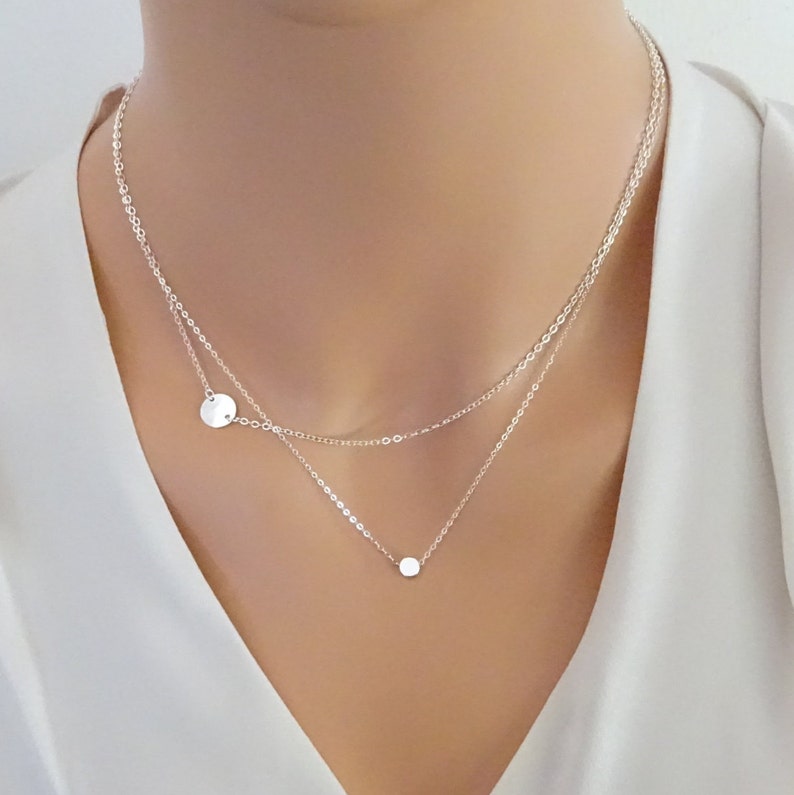 Personalized Layered Necklace Sterling Silver Custom Initial | Etsy