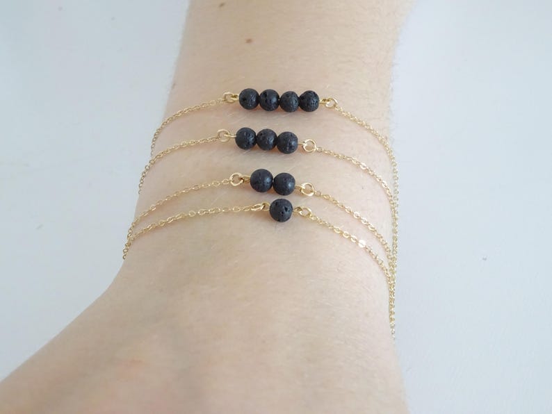 Custom number of tiny healing stone beads Lava Bead Essential Oil Diffuser bracelet Aromatherapy jewelry