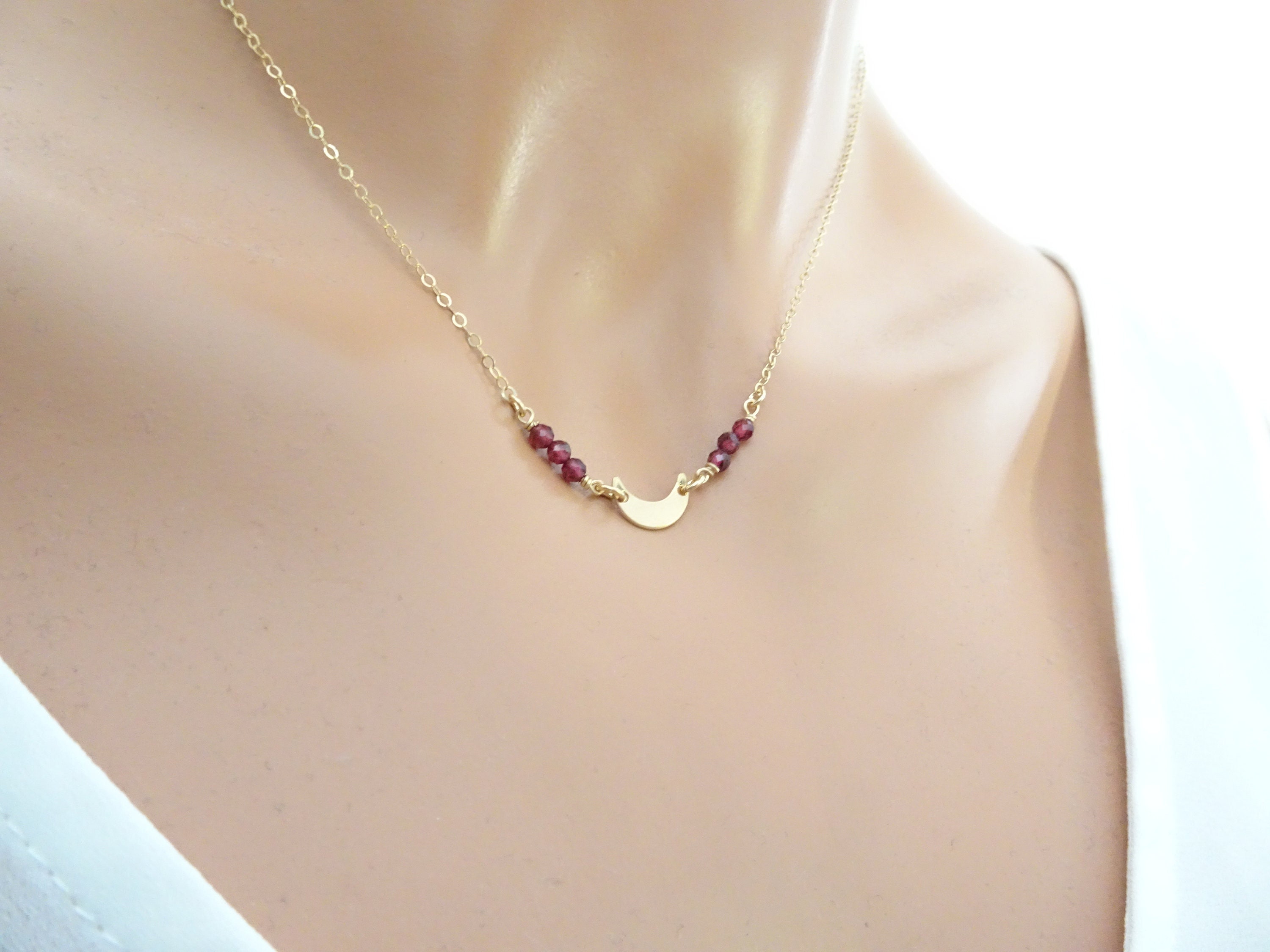 Capricorn Birthstone Necklace Moon 