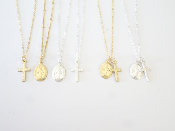 baby christening cross necklace