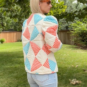Quilt Coat - Puff Sleeve - Handgemaakte jas - One of a Kind - Vintage - Gewatteerde jas - S/M