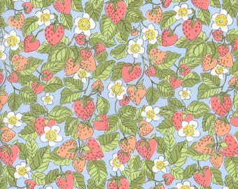 Liberty Fabrics - Strawberry Dream B - Tana Lawn™ Cotton - Liberty of London - Blue