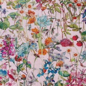 Liberty Fabrics - Wild Flowers L-CC Lawn Cotton - Liberty of London - Pink - Green - Blue - Floral Fabric