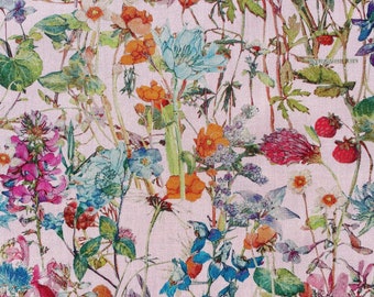 Liberty Fabrics - Wild Flowers L-CC Lawn Cotton - Liberty of London - Pink - Green - Blue - Floral Fabric