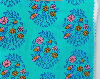 Petit Pan Shalin Aqua Green - French Designer Fabric - 100% Cotton - Sold by the Half Yard