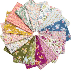 Liberty Flower Botanists Walk Quarter Bundle - 15 Precut Pieces - Liberty of London Quilting Cotton - Riley Blake Fabrics