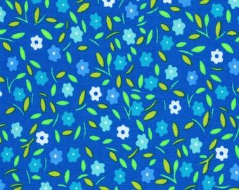 Petit Pan Peace and Love Azure Blue - French Designer Fabric - 100% Cotton - Sold by the Half Yard