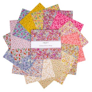 Liberty Fabrics - Liberty Flower Shop 10” Stacker - 42 Precut Squares - Quilting Cotton - 5 Inch Charm Pack - Fabric Bundle - Riley Blake