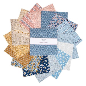 Liberty Denim Florals 10” Stacker - 42 Precut Squares - Liberty of London Quilting Cotton - Tana Lawn™ Layer Cake - Riley Blake