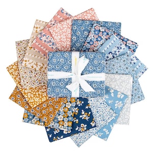 Liberty Denim Florals Fat Quarter Bundle - 15 Precut Pieces - Liberty of London Quilting Cotton - Riley Blake Fabrics